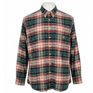 CINCH Mens Plaid Long Sleeve Button Down Shirt Red Green XXL 100% Cotton Thick